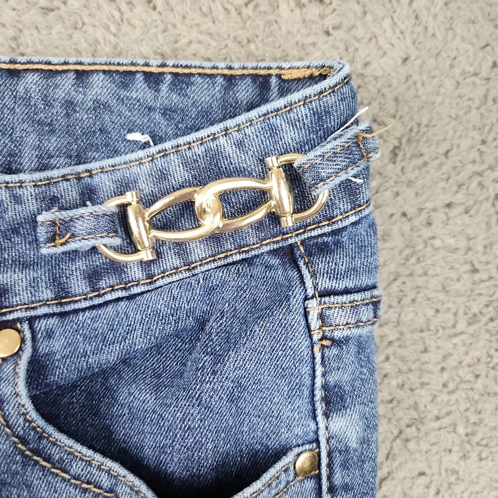 Camila Coelho Women's High Waisted Ankle Wide Leg Jeans Size 8 Chain‎ Detail